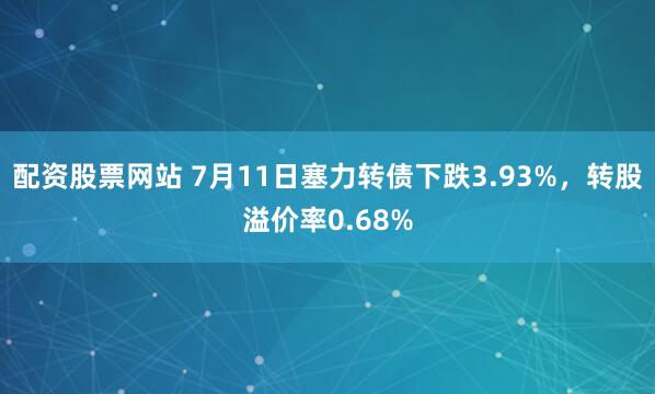 配资股票网站 7月11日塞力转债下跌3.93%，转股溢价率0.68%